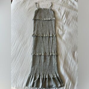 Pinkblush Gray Ruffle Midi Dress